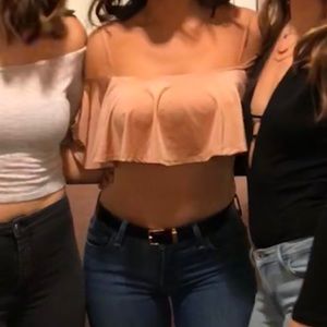 Peach flouncy bodysuit